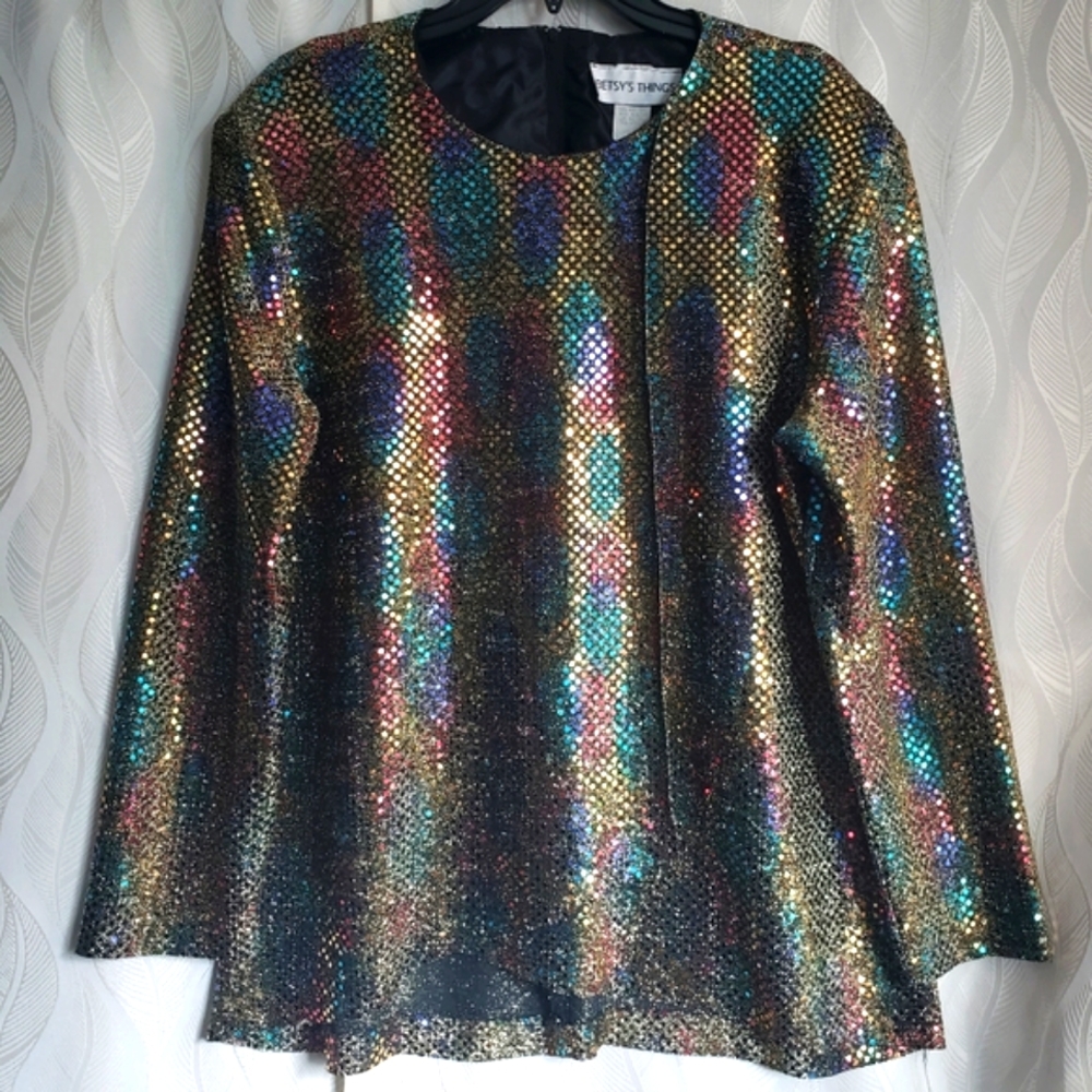 Vintage Disco Ball Metallic Rainbow Top